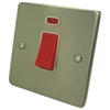 45 Amp Double Pole Switch - Single Plate : White Trim Low Profile Rounded Satin Nickel Cooker (45 Amp Double Pole) Switch