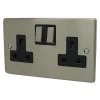 Low Profile Rounded Satin Nickel Switched Plug Socket - 1