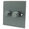 2 Gang : 1 x LED Dimmer + 1 x 2 Way Push Switch Low Profile Satin Chrome LED Dimmer and Push Light Switch Combination