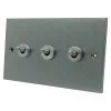 3 Gang 20 Amp 2 Way Toggle (Dolly) Light Switches Low Profile Satin Chrome Toggle (Dolly) Switch