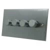 4 Gang 100W 2 Way LED (Trailing Edge) Dimmer (Min Load 1W, Max Load 100W) Low Profile Satin Chrome LED Dimmer