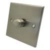1 Gang 100W 2 Way LED (Trailing Edge) Dimmer (Min Load 1W, Max Load 100W) Low Profile Satin Nickel LED Dimmer