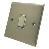 1 Gang Centre Off Retractive Switch : White Trim Low Profile Satin Nickel Retractive Centre Off Switch