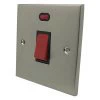 45 Amp Double Pole Switch - Single Plate : Black Trim Low Profile Satin Nickel Cooker (45 Amp Double Pole) Switch