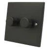 2 Gang : 1 x LED Dimmer + 1 x 2 Way Push Switch Low Profile Silk Bronze LED Dimmer and Push Light Switch Combination