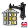 Ludlow Mini - with amber stained glass highlights Ludlow Mini Amber Outdoor Leaded Lantern | Porch Light
