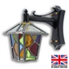 Ludlow Mini - with multi coloured stained glass highlights Ludlow Mini Outdoor Leaded Lantern | Porch Light