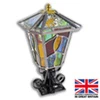 Ludlow - with multi coloured stained glass highlights Ludlow Outdoor Leaded Pedestal | Post Light