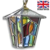 Ludlow - with multi coloured stained glass highlights Ludlow Outdoor Leaded Pendant Light | Hanging Porch Light