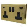 Monarch Satin Brass / Polished Brass Edge Plug Socket with USB Charging - 1