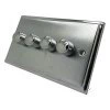 Monarch Satin Chrome with Polished Chrome Edge LED Dimmer and Push Light Switch Combination - 1