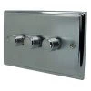 Monarch Satin Chrome with Polished Chrome Edge LED Dimmer and Push Light Switch Combination - 2