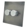 2 Gang 60 - 400W 2 Way LED Dimmer (Single Plate) Natural Elements Natural Pewter LED Dimmer