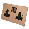2 Gang - Double 13 Amp Switched Plug Socket - Copper Rockers (6 week lead time)
