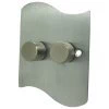 2 Gang : 1 x LED Dimmer + 1 x 2 Way Push Switch Ocean Wave Satin Chrome LED Dimmer and Push Light Switch Combination