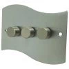 Ocean Wave Satin Chrome LED Dimmer and Push Light Switch Combination - 1