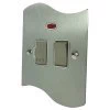 With Neon - Fused outlet with on | off switch and indicator light : White Trim Ocean Wave Satin Chrome Switched Fused Spur