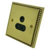 5 Amp Round Pin Unswitched Socket : Black Trim Palladian Polished Brass Round Pin Unswitched Socket (For Lighting)
