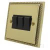 3 Gang 2 Way 6 Amp Switches : Black Trim Palladian Polished Brass Light Switch