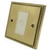 Retrofit Time Lag Switch - Non Illuminated : White Trim Georgian Premier Plus Polished Brass (Cast) Time Lag Staircase Switch