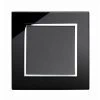 Single Blank Plate  Crystal Black Glass with Chrome Trim Blank Plate