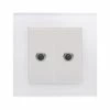 2 Gang (Twin) Satellite Connector Crystal White Glass Satellite Socket (F Connector)