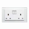 Crystal White Glass Switched Plug Socket - 2