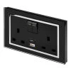 More information on the Crystal Black Glass with Chrome Trim RetroTouch Crystal Plug Socket with USB Charging