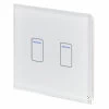 2 Gang Touch Light Switch - 1 Way Crystal White Glass Touch Light Switch