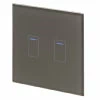 2 Gang Touch Light Switch - 1 Way Crystal Grey Glass Touch Light Switch