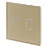 2 Gang Touch Light Switch - 1 Way Crystal Brass Glass Touch Light Switch