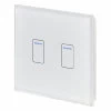 2 Gang 1 Way Touch Dimmer (Dimmable LED Compatible) Crystal White Glass Touch Dimmer