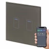 2 Gang Touch Light Switch with WiFi Control Crystal Grey Glass WiFi Switch