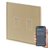 2 Gang Touch Light Switch with WiFi Control Crystal Brass Glass WiFi Switch