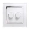 Crystal White Glass with Chrome Trim LED Dimmer - 3