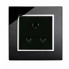 5 Amp Round Pin Unswitched Socket Crystal Black Glass with Chrome Trim Round Pin Unswitched Socket (For Lighting)