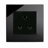 5 Amp Round Pin Unswitched Socket Crystal Black Glass Round Pin Unswitched Socket (For Lighting)