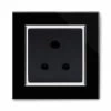 Crystal Black Glass with Chrome Trim Round Pin Unswitched Socket (For Lighting) - 1