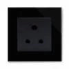 Crystal Black Glass Round Pin Unswitched Socket (For Lighting) - 1