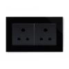 Crystal Black Glass Round Pin Unswitched Socket (For Lighting) - 2