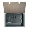 2 Gang - Double 13 Amp Switched Plug Socket : Black Trim