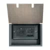 2 Gang - Double 13 Amp Unswitched Schuko Floor Socket : Black Trim