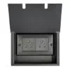 2 Gang - 5 Amp Unswitched Round Pin Plug Socket : Black Trim