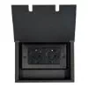 2 Gang - Double 13 Amp Unswitched Schuko Floor Socket : Black Trim Recessed Floor Sockets Matt Black Floor Schuko (Euro) Socket