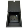 1 Gang - Single 13 Amp Switched Plug Socket : Black Trim Recessed Floor Sockets Matt Black Floor Socket