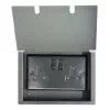 2 Gang - Double 13 Amp Switched Plug Socket : Black Trim