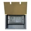 Lighting Socket Combination (2 Gang) - 13 Amp Unswitched Plug Socket + 5 Amp Unswitched Plug Socket : Black Trim Recessed Floor Sockets Satin Brass Recessed Floor Socket Combination