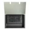 2 Gang - Double 13 Amp Unswitched Schuko Floor Socket : Black Trim