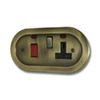 Double Plate - Used for cooker circuit. Switches both live and neutral poles also has a single 13 AmpMP socket with switch Regal Antique Brass Cooker Control (45 Amp Double Pole Switch and 13 Amp Socket)
