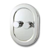 2 Gang Combination - 1 x LED Dimmer + 1 x 2 Way Push Switch Regal Polished Chrome LED Dimmer and Push Light Switch Combination